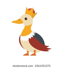 Christmas King Eider Animal Vector Illustration - Clipart and Cotton Line Art Design