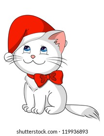 Christmas kitty with red Santa hat