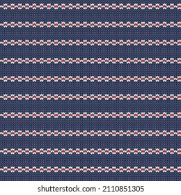 Christmas knitted abstract background. Vector seamless pattern with stripes. Knitwear texture.