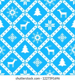 Christmas knitted background included snowflakes, trees and deers