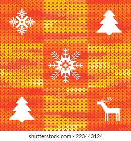 Christmas knitted background in red