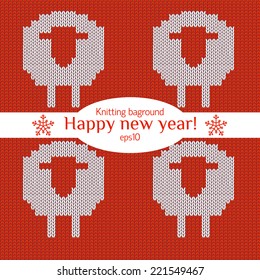 Christmas Knitted background with sheep.
