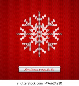 Christmas knitted background with snowflake