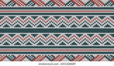 Christmas knitted pattern, Festive Sweater Design. Seamless Knitted Pattern