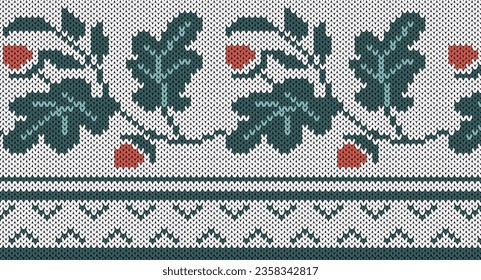 Christmas knitted pattern, Festive Sweater Design. Seamless Knitted Pattern