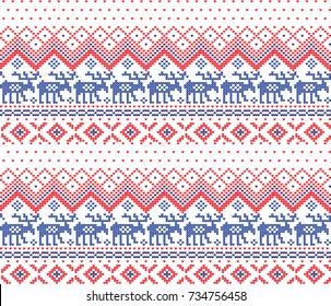 Christmas Knitted Pattern with Reindeer