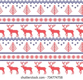 Christmas Knitted Pattern with Reindeer