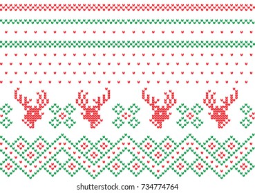 Christmas Knitted Pattern with Reindeer
