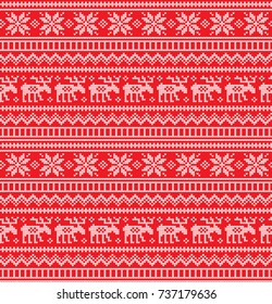 Christmas Knitted Pattern with Reindeer