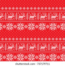 Christmas Knitted Pattern with Reindeer