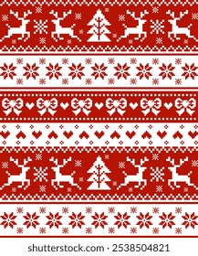 Christmas Knitted Pattern with Reindeer Winter festive Christmas Norwegian knitted woolen knitted pattern