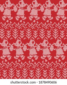 Christmas Knitted Pattern. Traditional Nordic. Scheme for Knitted Sweater Pattern Design or Cross Stitch Embroidery.