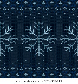 Patrón de punto de Navidad. Patrón geométrico invernal sin fisuras. Diseño para suéter, bufanda, confort o textura de ropa. Ilustración vectorial.
