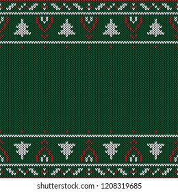 Christmas knitted pattern. Winter geometric seamless pattern. Design for sweater, scarf, comforter or clothes texture. Vector illustration.