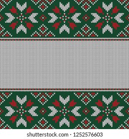 Christmas knitted pattern. Winter geometric seamless pattern. Design for sweater, scarf, comforter or clothes texture. Vector illustration.