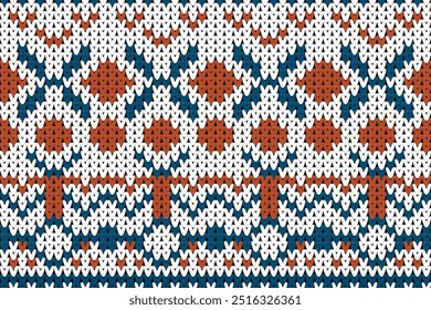 Christmas knitted Pattern, Winter Holiday Seamless Knitted Pattern, Soft rhombus argyle knitting texture geometric vector seamless. Jacquard knit effect ornament. Scandinavian style