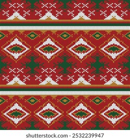 
Padrão de malha de Natal, Feriado de inverno Padrão de malha sem emenda, losango macio argyle tricô textura vetor geométrico sem emenda. Ornamento de efeito de malha Jacquard. Estilo escandinavo