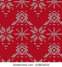 Christmas knitted seamless pattern with abstract snowflakes.