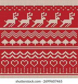 Christmas Knitted Seamless Pattern Background Vector Design.