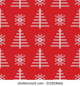 Christmas knitted seamless pattern background. Vector illustration.