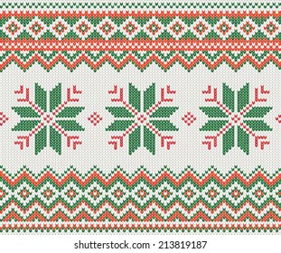 Christmas knitted seamless pattern / Vector illustration