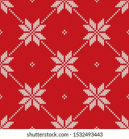 Christmas Knitted Sweater Pattern Design. Vector Seamless Wool Knit Texture Imitation