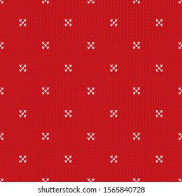 Christmas Knitted Sweater Pattern Design. Vector Seamless Wool Knit Texture Imitation