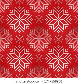 Christmas Knitted Sweater Pattern Design. Vector Seamless Wool Knit Texture Imitation