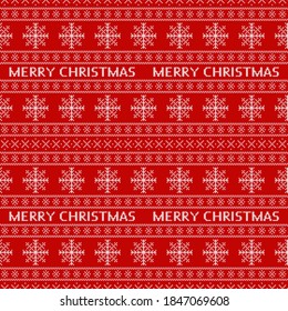 Christmas knitted sweater, seamless pattern. Traditional Scandinavian ornament. Vector illustration.