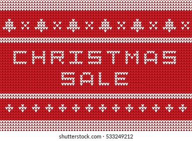 Christmas knitted sweater style sale banner. Vector illustration