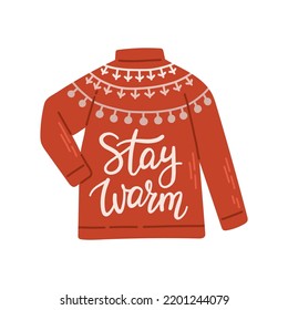 Christmas knitted sweater with winter quote vector