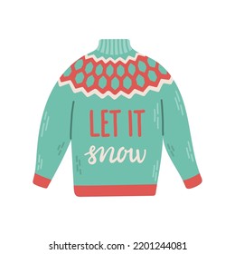 Christmas knitted sweater with winter quote vector