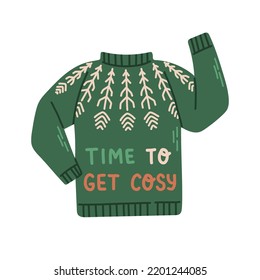 Christmas knitted sweater with winter quote vector