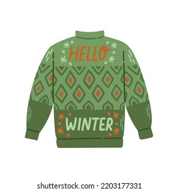 Christmas knitted sweater with winter quote vector