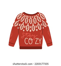 Christmas knitted sweater with winter quote vector