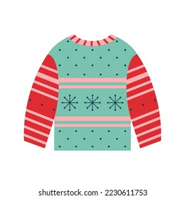 Christmas knitted ugly sweater doodle icon.