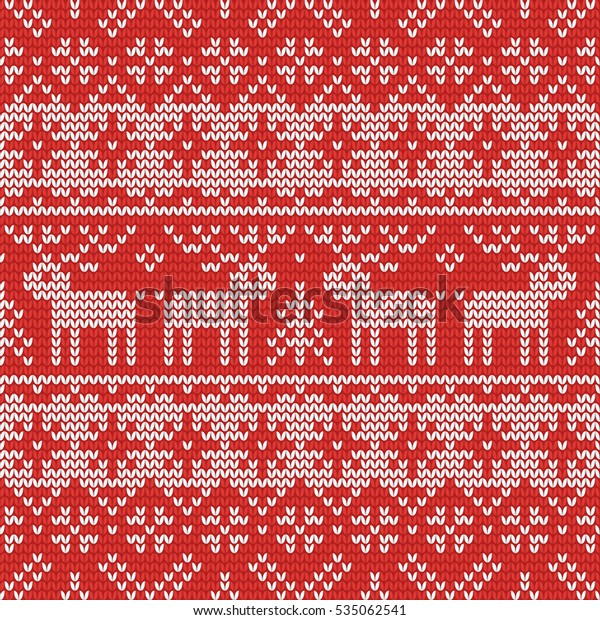Christmas Knitting Seamless Pattern Fir Trees Stock Vector