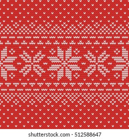 Christmas knitting seamless pattern with nordic ornaments. Perfect for wallpaper, wrapping paper, pattern fills, winter greetings, web page background, New Year greeting cards
