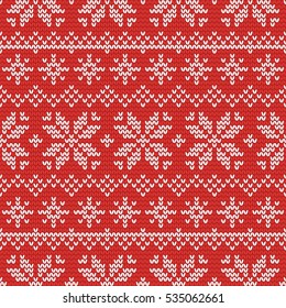 Christmas knitting seamless pattern with nordic ornament. Perfect for wallpaper, wrapping paper, pattern fills, winter greetings, web page background, Christmas and New Year greeting cards