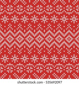 Christmas knitting seamless pattern with nordic ornament. Perfect for wallpaper, wrapping paper, pattern fills, winter greetings, web page background, Christmas and New Year greeting cards