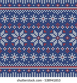 Christmas Knitting Seamless Pattern Nordic Ornament: vector de stock