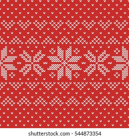 Christmas knitting seamless pattern with nordic ornament.  Perfect for wallpaper, wrapping paper, web page background, New Year greeting cards