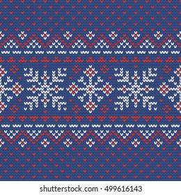 Christmas knitting seamless pattern with . Perfect for wallpaper, wrapping paper, pattern fills, winter greetings, web page background, New Year greeting cards