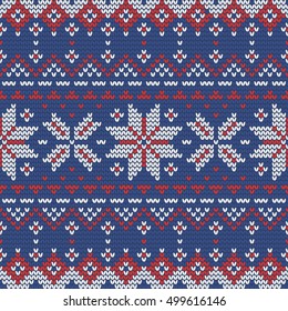 Christmas knitting seamless pattern with . Perfect for wallpaper, wrapping paper, pattern fills, winter greetings, web page background, New Year greeting cards