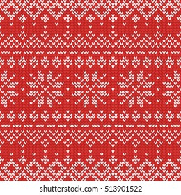 Christmas knitting seamless pattern in Red and White. Perfect for wallpaper, wrapping paper, pattern fills, winter greetings, web page background, Christmas and New Year greeting cards