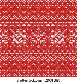Christmas knitting seamless pattern in Red and White. Perfect for wallpaper, wrapping paper, pattern fills, winter greetings, web page background, Christmas and New Year greeting cards