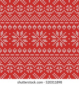 Christmas knitting seamless pattern in Red and White. Perfect for wallpaper, wrapping paper, pattern fills, winter greetings, web page background, Christmas and New Year greeting cards