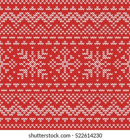Christmas knitting seamless pattern in Red and White. Perfect for wallpaper, wrapping paper, pattern fills, winter greetings, web page background, Christmas and New Year greeting cards