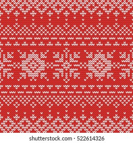 Christmas knitting seamless pattern in Red and White. Perfect for wallpaper, wrapping paper, pattern fills, winter greetings, web page background, Christmas and New Year greeting cards