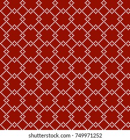 Christmas knitting seamless pattern in red and white,with rhombus.